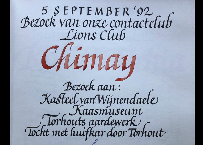 Bezoek van onze contactclub Lions Chimay 1983